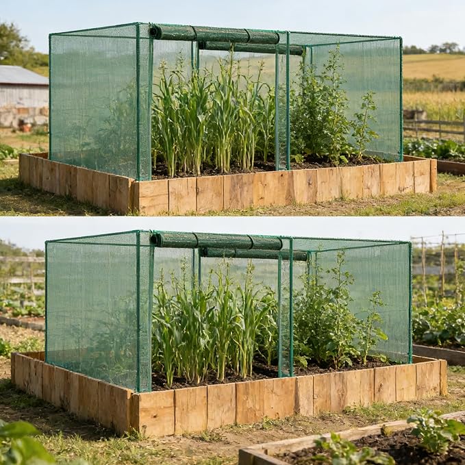 6.5'x10' Crop Cage Plant Protection Tent with Zippered Doors, Pest Guard Cover for Vegetable Garden, Raised Beds, Fruits & Outdoor Plants, Dark Green