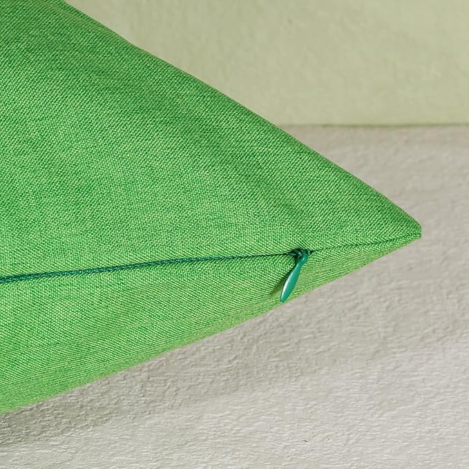 Pack of 4 Decorative Outdoor Waterproof Throw Pillow Covers ONLY Square Garden Cushion Cases for Patio, Couch, Tent and Sofa, 18 x 18 Inches, (Blue-Green, Blue, Green, Light Green)