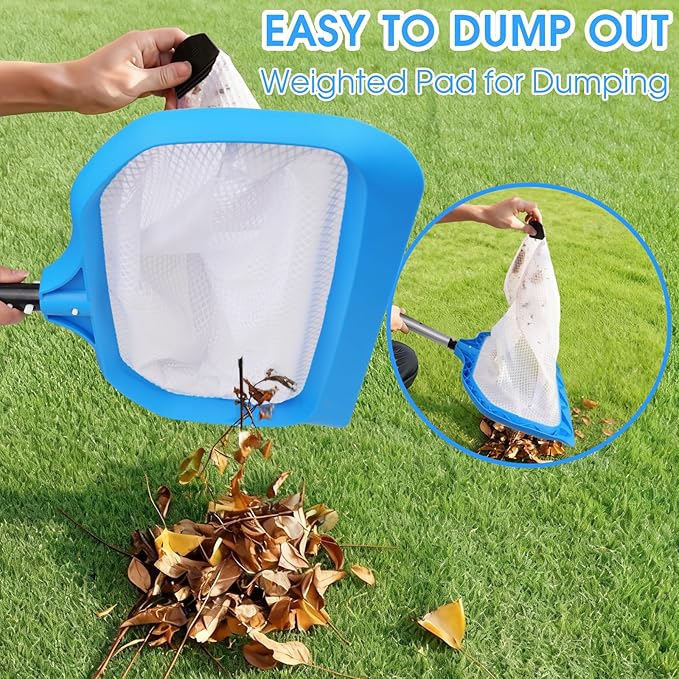 TidyMister Pool Skimmer Net with Front Double Layer Net, Ultra Fine Mesh Diamond Netting Pool Leaf Rake for Above Ground Pools & In-ground Pools, Fit with 1-1/4'' Standard Pole