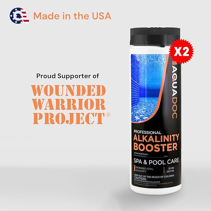 AquaDoc Spa Alkalinity Increaser for Hot Tub - 32oz (2 Pack) - Sodium Bicarbonate Granules for Water Balance and Preventing pH Bounce - Made in USA