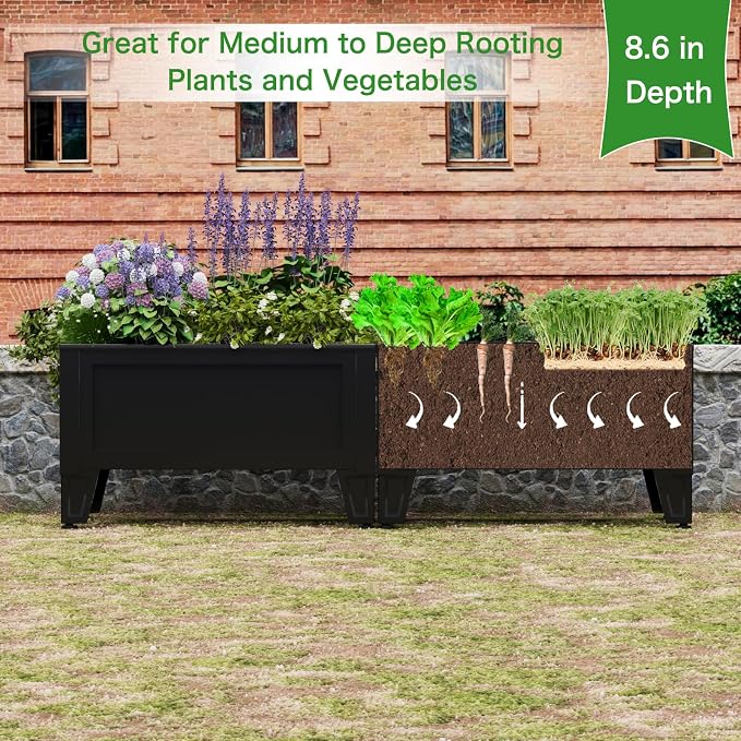 PROXRACER Elevated Metal Planter Box Stand Heavy Duty Raised Garden Bed for Vegetables Flowers Herbs Indoor Outdoor Use, Charcoal