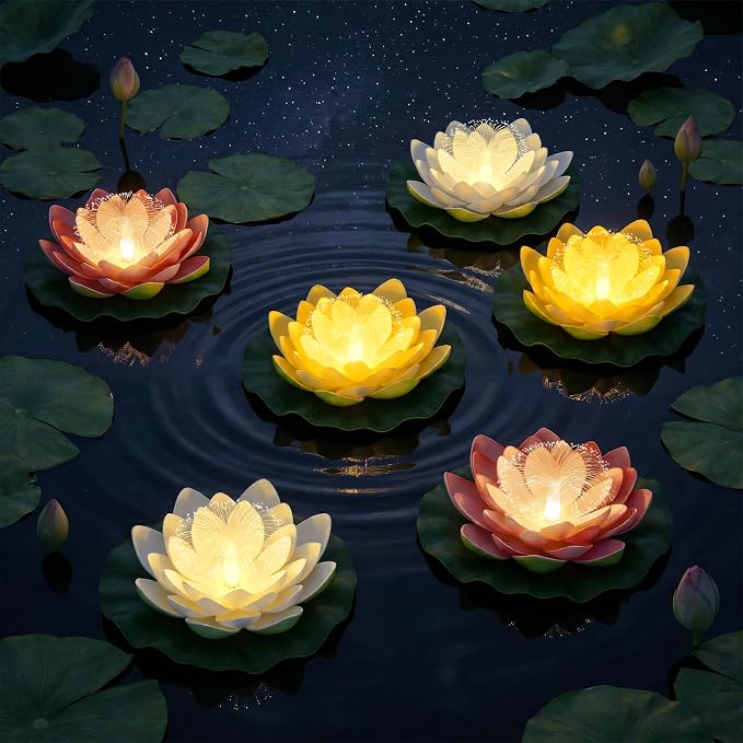 pearlstar Waterproof Floating Lotus Light - Solar Pond for Swimming Pool,Spa, Patio, Wedding Party, Christmas Decorations (3Pcs Lotus,Multicolor)