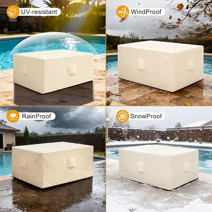 HDCAXKJ Patio Furniture Covers Waterproof Outdoor Chaise Lounge Cover Heavy Duty Lounge Chair Cover with Zipper Weatherproof Patio Pool Chairs Sofa Protector (85"L x 33"W x 35"H, Beige & Brown)