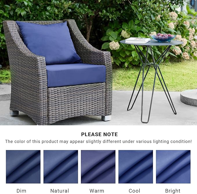 IPYNBAP Outdoor Cushions for Patio Furniture,Outdoor Seat Cushion Set 24 x 24 x 5.75 Inch,Waterproof & Fade Resistant Outdoor Chair Cushions,Deep Patio Chair Cushion with Removable Cover,Navy Blue