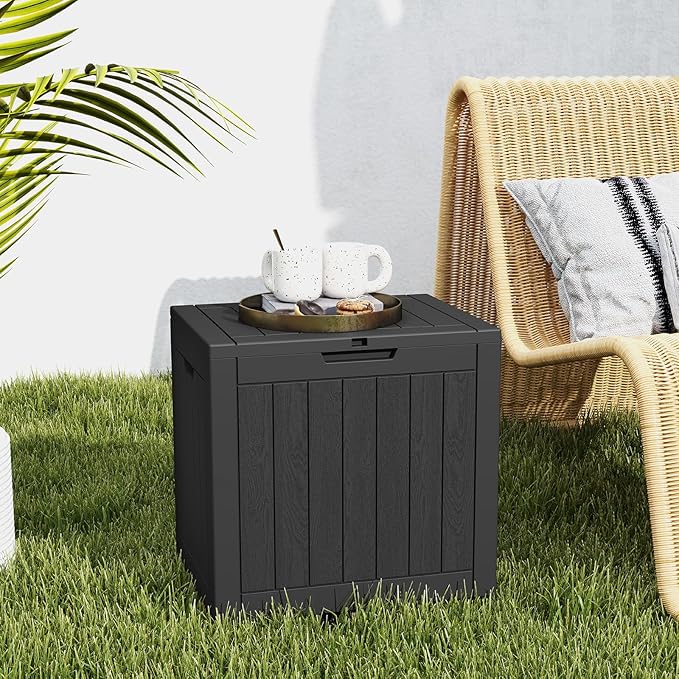 Outdoor Storage Box 31 Gallon Deck Boxes Waterproof Lockable Resin Bin for Secure Package Delivery Indoor Outside Furniture for Patio Garden Backyard
