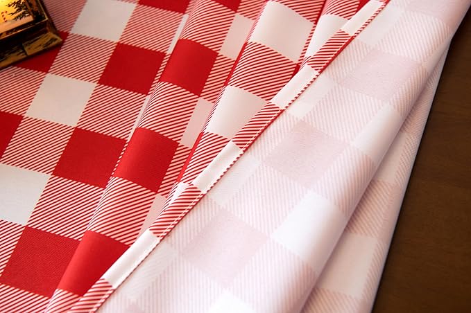 Classic Gingham Plaid Tablecloth Fabric - Rectangular 58x102 Inch Water Resistant Checked Table Cloth for Indoor/Outdoor Use - Table Cover for Kitchen, Picnics, Gardens, and Parties
