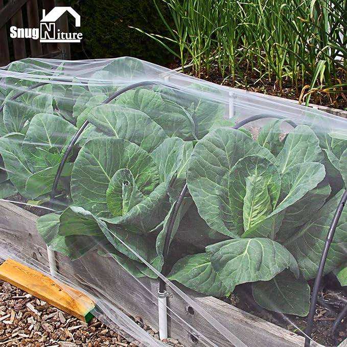 SnugNiture 3 Pack Garden Netting 10x34FT Ultra Fine Mesh Mosquito Netting Plant Covers, White Bird Netting Barrier Greenhouse Row Cover Protect Fruits Flower Vegetables from Birds Deer & Squirrels