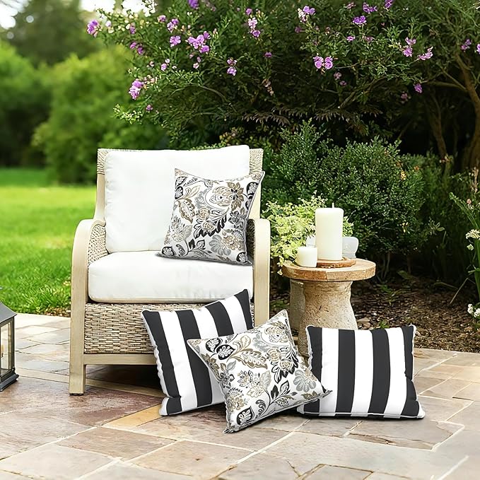 LVTXIII Outdoor Throw Pillows 18x18 Patio Waterproof Square Pillows with Piping Fade Resistant Accent Pillow for Spring Summer Garden Decoration, Set of 2, Dailey Tan