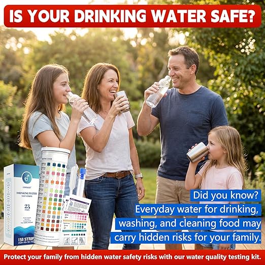 All-New 23 in 1 Drinking Water Testing Kit 158 Strips,Well Water Testing Kit & Water Test Strip for House Water for Hardness,Chlorine,Copper,Iron,Lead,pH and More