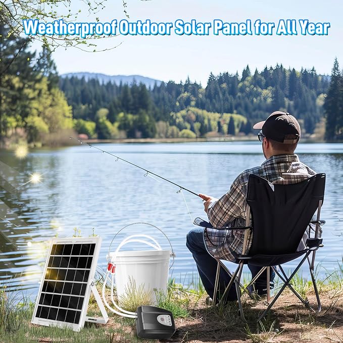 Solar Powered Aquarium Air Pump, Quiet Powerful Fish Tank Air Pump
