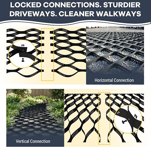 17.6 ft ร 6.6 ft Gravel Grid Geocell Ground Grid for Driveways, Parking Pads & Slopes โ Ground Stabilization for Gravel & Soil, Ideal for Livestock Areas, Paths, Sheds & Mud Control