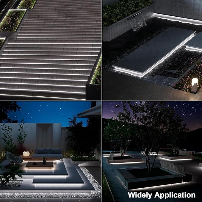 50Ft Solar Strip Lights Outdoor, Waterproof LED Light Strip Auto On/Off, Rechargeable Strip Lights 8 Mode with Remote Timer Acrylic Tape for Deck Patio Pool Pathway Camping Decor (Cool White)
