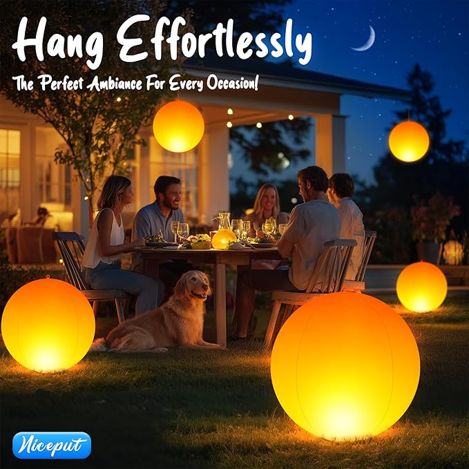 Solar Floating Pool Lights, 14 Inch Flame Solar Pool Light Balls, Floating Glow Globe IP68 Waterproof, Inflatable Solar Lights up Balls for Swimming Pool Pond Outdoor Decor -1PC