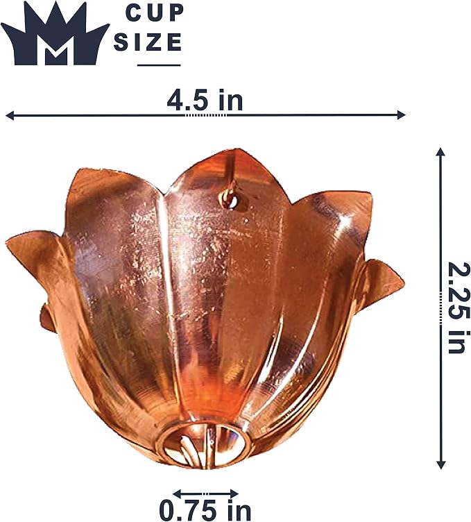 Monarch Rain Chains Pure Copper Lotus Cup Rain Chains for Gutters – 3 ft Extension Decorative Rainchain Outdoor Durable Heavy Duty Gutter Chain Downspout Replacement, Modern Rainchains for Outside