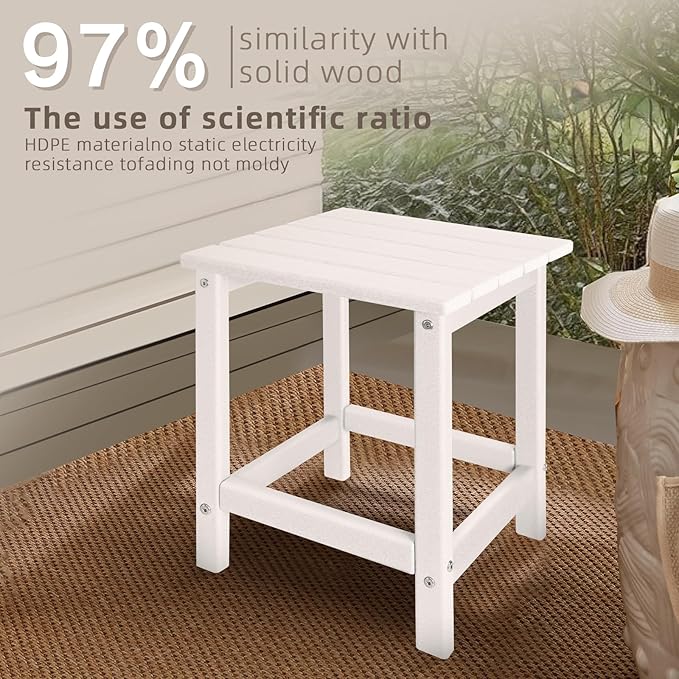 GARDENSTAR Outdoor Side Tables Adirondack, HDPE Small Table for Patio,Outside End Table for Porch, Deck, Pool, Weather Resistant/Easy Maintenance