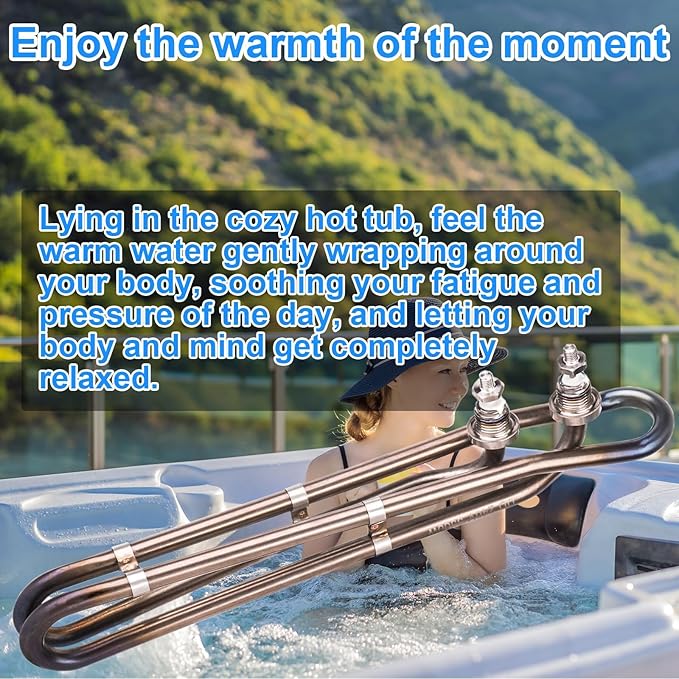 5.5kw Titanium Hot Tub Heater Element for Balboa Spa Heater Element,Flo-Thru Universal Hot Tub Heater Replacement Element(10 in)