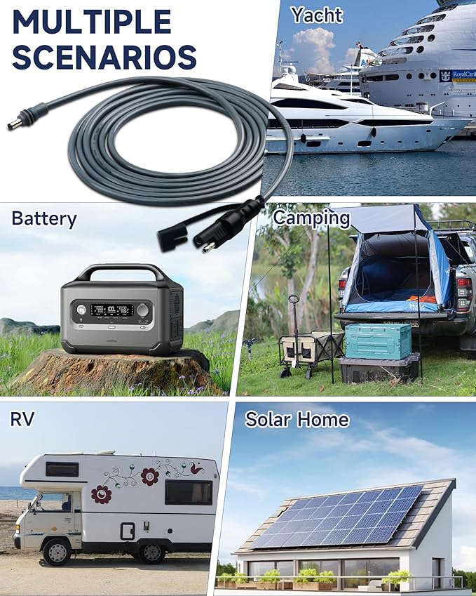 SAE to DC Power Cable for Starlink Mini - Waterproof 10FT 18AWG Quick Connect Disconnect Wire Compatible with Starlink Mini DC 5521 Port - with Polarity Reverse Adapter for RV Solar Panel Battery