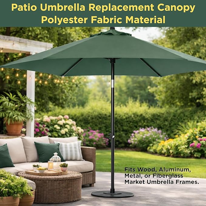 Sfmora 9ft Patio Umbrella Replacement Canopy for 6 Ribs, Outdoor Umbrella Canopy ONLY, Market Umbrella Top, Water-Resistant & UV-Protective