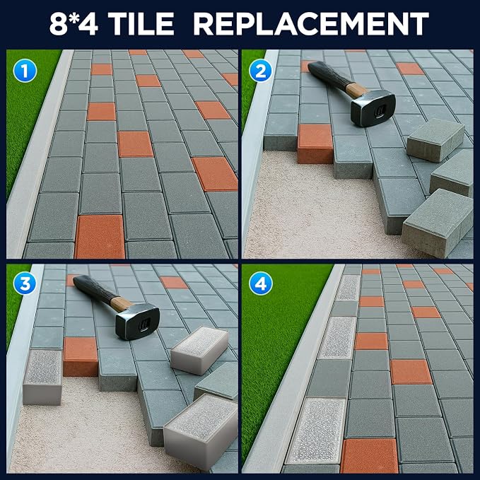 Solar Paver Color Changing Lights, 8x4 Solar Pavers Light Outdoor, Recessed Brick Pathway Lights, IP67 Waterproof Landscape Lighting for Ground,Walkway, Garden, Pool, Patio, Driveway,2 Pack (RGBW)