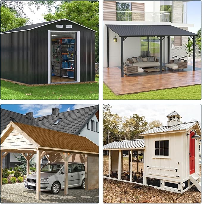 GarveeLife 20Pcs Metal Roofing Panels for Carport, Heavy Duty Metal Carport Kits, Galvanized Steel Corrugated Panels, for Patio Outdoor Garden, 60.63 in x 16.8 in
