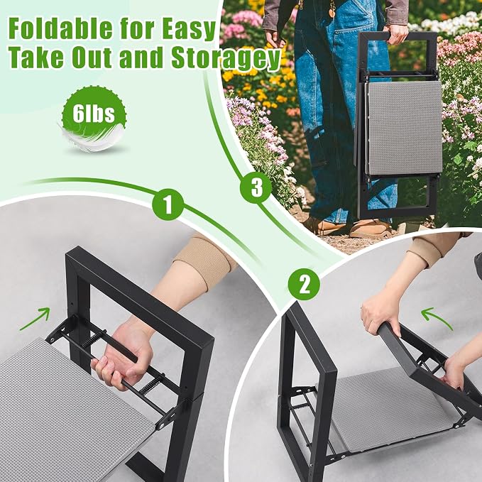 Garden Kneeler and Seat, 12.7" Wide Folding Heavy Duty Gardening Bench with Handles for Kneeling and Seat, Multifunctional Kneeler Stool for Women Seniors,Relieve Knee Back Pain,Gardening Tools Gifts