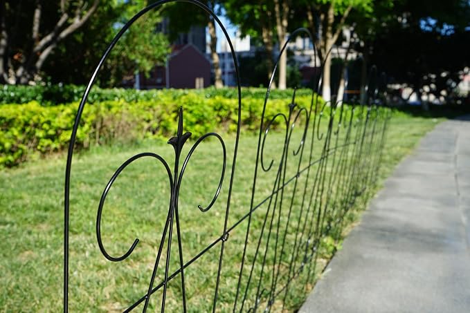 32 Inch x 20 Feet (14 Panels) Black Decorative Garden Fence Folding Border Fence, Decorative Folding Wire Fencing Border Edge Animal Barrier
