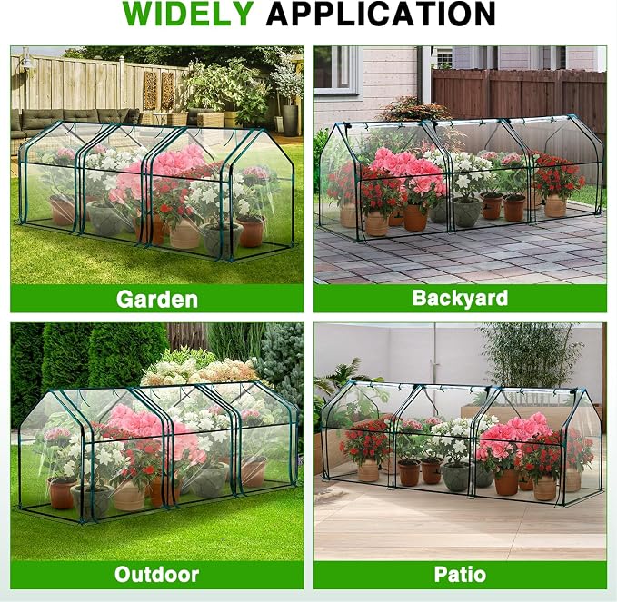 Yesker Mini Greenhouse 106"x36"x36" Portable Small Green House for Indoor Outdoor Greenhouses with PVC Cover Compact Greenhouse Kit for Winter Gardening Balcony Patio Outside Backyard Plant Protection