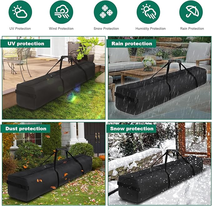 67 Inch Waterproof Umbrella Storage Bag for Outdoor Beach Patio Umbrellas, Oversized Hammock and Steel Stand With Handles and Zippers, Black