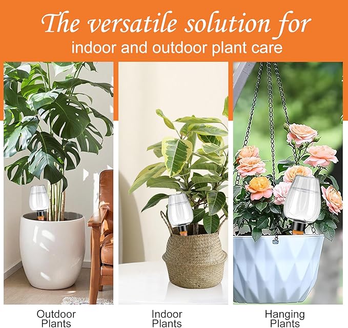 4 Pcs Plant Watering Globes Self Watering Planter Insert Plants Top Fill Water Device Plastic Water Bulbs Slow Release Terracotta for Plants, Clear
