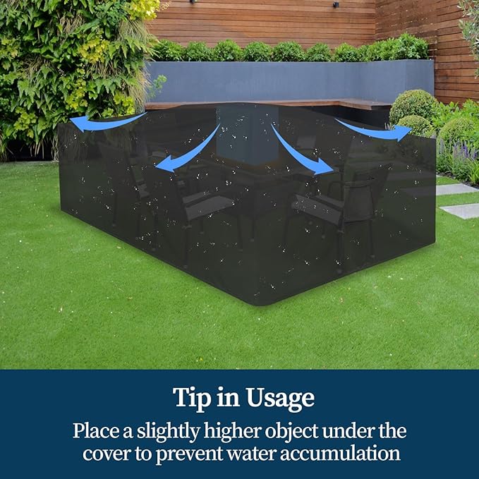 Easy-Going Patio Furniture Cover Waterproof Outdoor Rectangular Table Cover with Seal Tape at Seams (72" L x 44" W x 23" H, Black)
