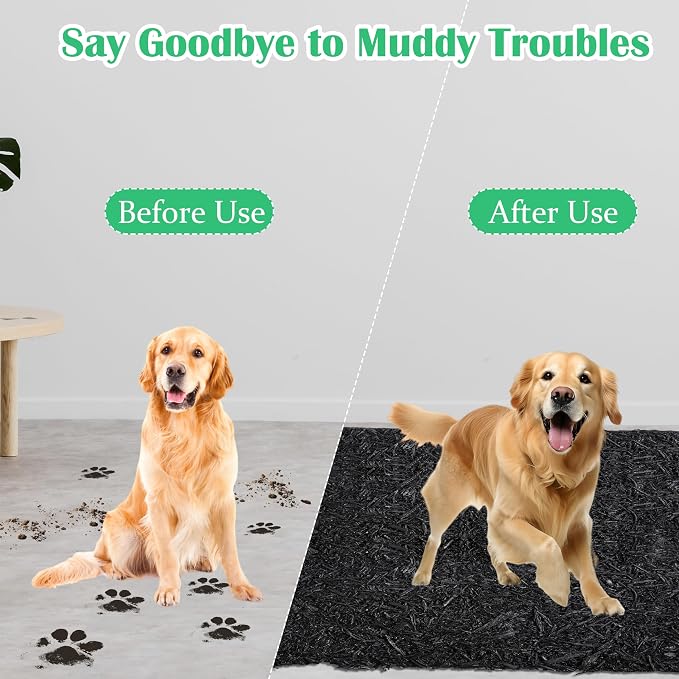 8' x 2' Recycled Rubber Mulch Mat Roll, Permanent Mulch Walkway Pathway, Garden Edging Border for Plants, Vegetables & Flower, Reusable Rubber Mat for Landscaping, Outdoor and Playground