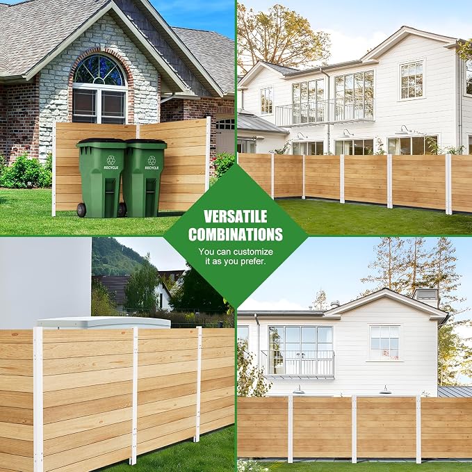 Outdoor Privacy Fence 2P-38''W x 42''H Wood Fence Privacy Screen No Dig Fence Panels, Fencing for Garden Patio Pool Equipment Enclosure Trash Bin Air Conditioner, Privacy Fence Panels Horizontal,White