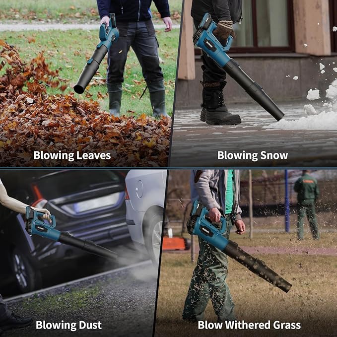 LEAPUL Leaf Blower Cordless, 21V Electric Leaf Blower with 2×2.0Ah Batteries & 1 Fast Charger, Lightweight Battery Powered Blower for Lawn Care, Patio Cleaning