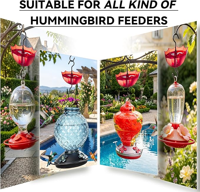 Ant Moat for Hummingbird and Oriole Feeder(5 OZ, 4 Pack) Umbrella Hummngbird Feeder Parts Hanging Ant Guard, Feeder Accessory Hooks