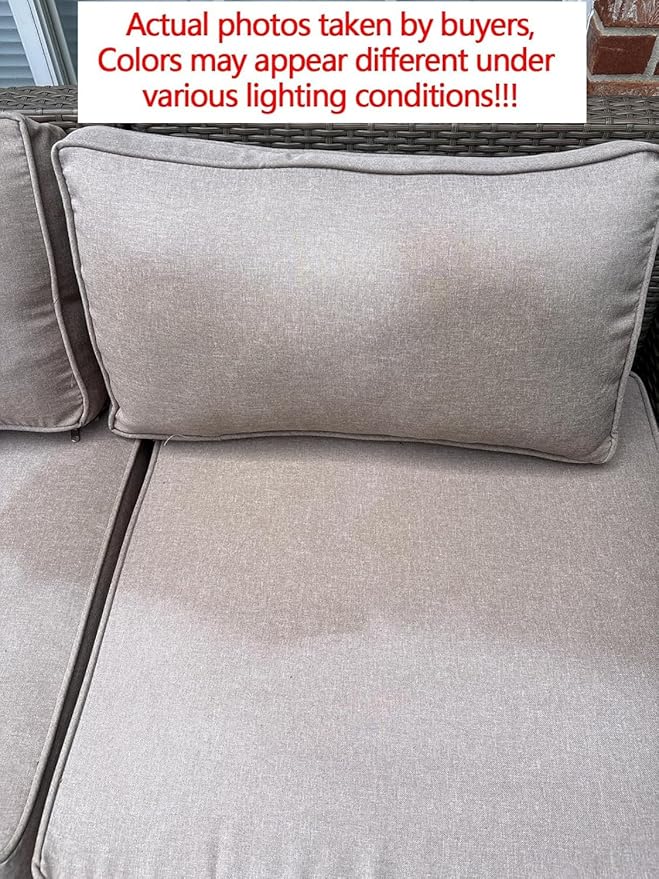 14Pcs Patio Cushion Covers Replacement Splashproof UV-Resistant Inelastic Covers with Zippers, Max Compatible 24.8x24.8x3.54inch Patio Cushion, for 7 Pcs Outdoor Patio Furniture Sets