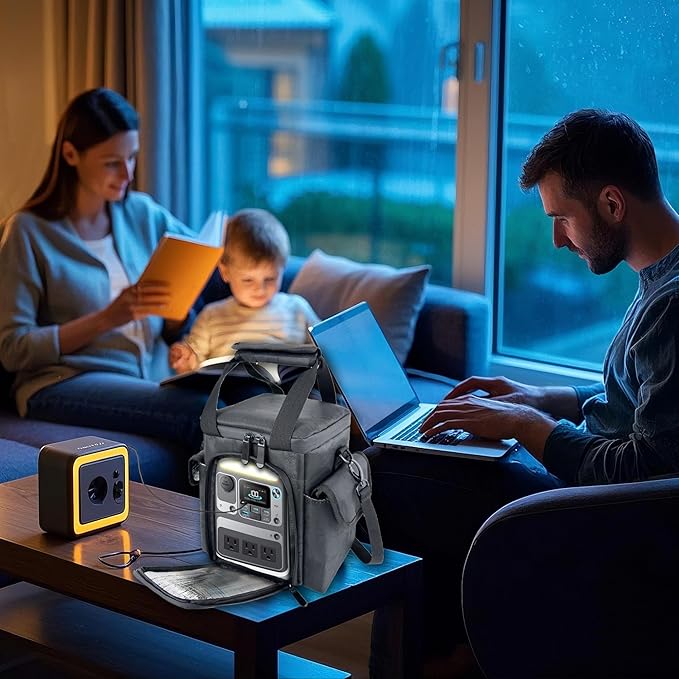 Waterproof Travel Bag Compatible with Anker SOLIX C300 Portable Power Station, Outdoor 288Wh LiFePO4 Battery,Power Bank Station Storage Case Cover with Two Pockets and Adjustable Strap
