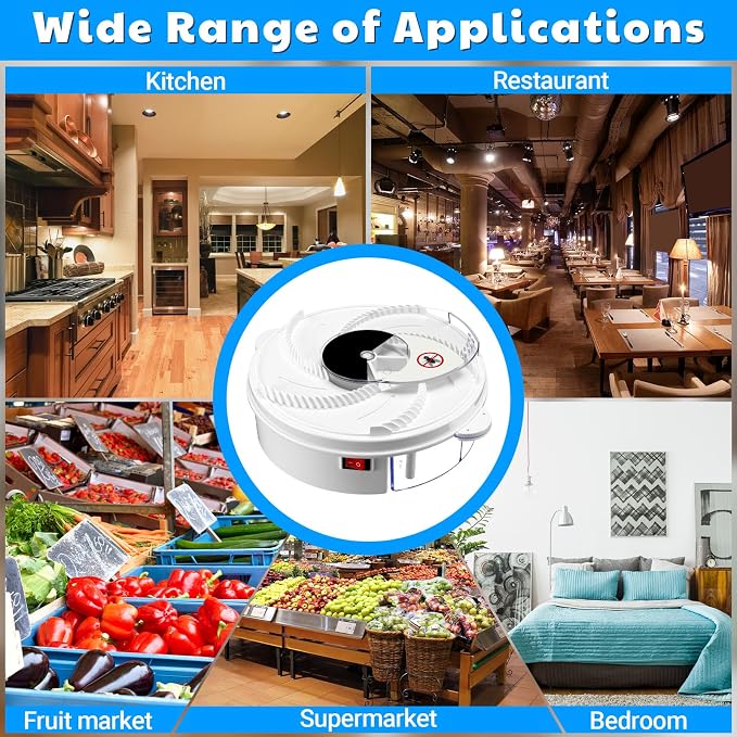 Qualirey Electric Fly Trap Fly Bug Catcher Pest Device Gnat Flying Insect Trap Automatic Indoor Pest Gnat Traps Reject Control Catcher Repellents Tools for Patios Ranch(Batteries)