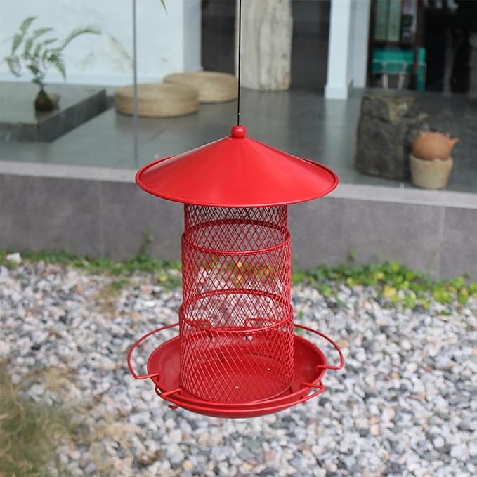 Wild Bird Feeders for Outside Hanging,Retractable Large Bird Feeders with 4 lbs Capacity for Finch Cardinal Blue Jay,Squirrel Proof Bird Feeder for Garden Yard
