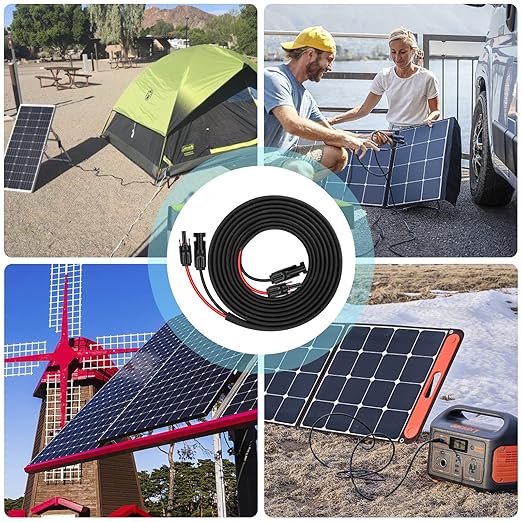 20FT 12AWG Solar Panel Extension Cable with Female and Male Connectors, Solar Extension Cable for Solar Panels, Charge Controllers and Solar Generators (12AWG, 20FT)
