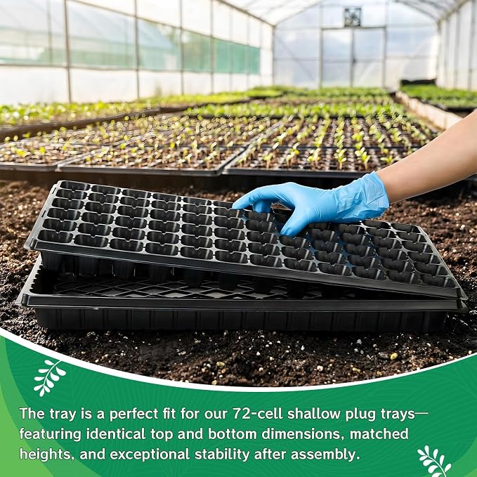Vesici 40 Pack Seed Starter Trays and 72-Cell Plug Trays Sturdy Plastic Seedling Nursery Bundle for Microgreens, 1020 Tray Germination, Plant Propagation and Seed Starting & Transplanting