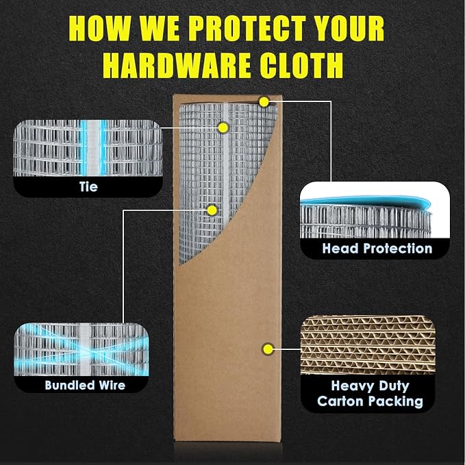 GoldPeak Hardware Cloth 1/4 inch 48'' x 50' 23 Gauge, Hot-dip Galvanized After Welding, Chicken Wire Mesh Roll Chicken Wire Fence Welded Wire Fencing Wire Cloth Snake Fence