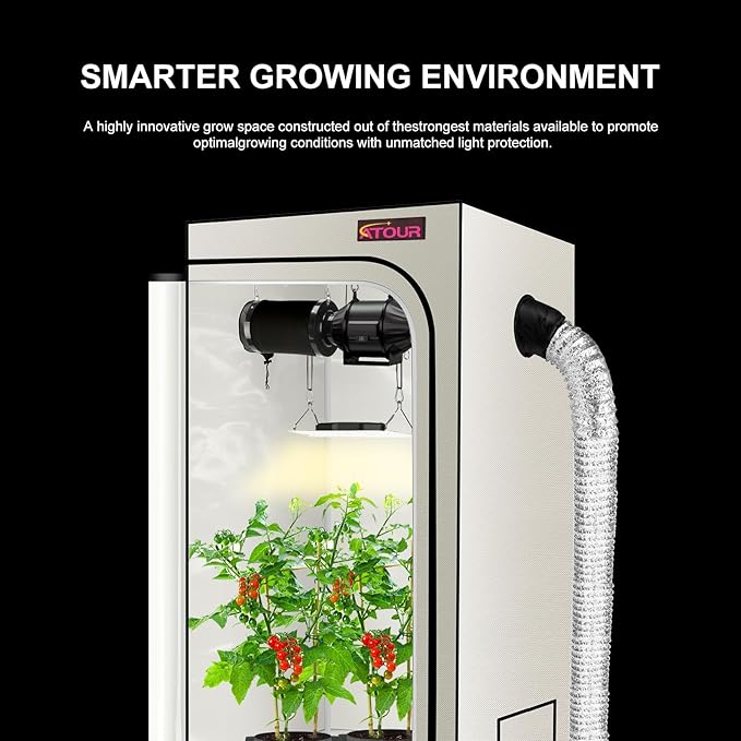 ATOUR LED Grow Light Specil Tent, High Reflective PE Film Grow Tent, 1680D High Strength Canvas Plant Tent with Observation Window & Floor Tray for Hydroponics Indoor Plant (24"x24"x36")
