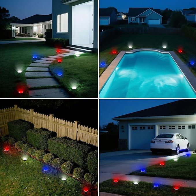 vighep Mini Solar Ground Lights, 12 Pack Solar Lights Outdoor Waterproof, Upgraded LED Flat Landscape Lighting for Outside Pathway Garden Patio Yard Driveway,Multi-Colored