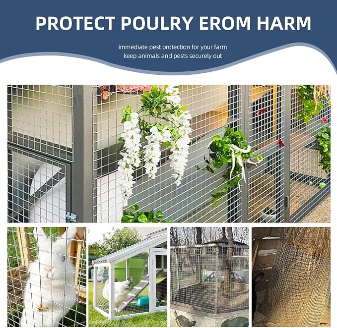Hardware Cloth,1/4inch 48inx100ft 23 Gauge,Double-Layer Hot-Dip Galvanizing After Welding,Chicken Wire Fence Wire Mesh Fence Poultry Netting Garden Fence Tree Guard Rolls