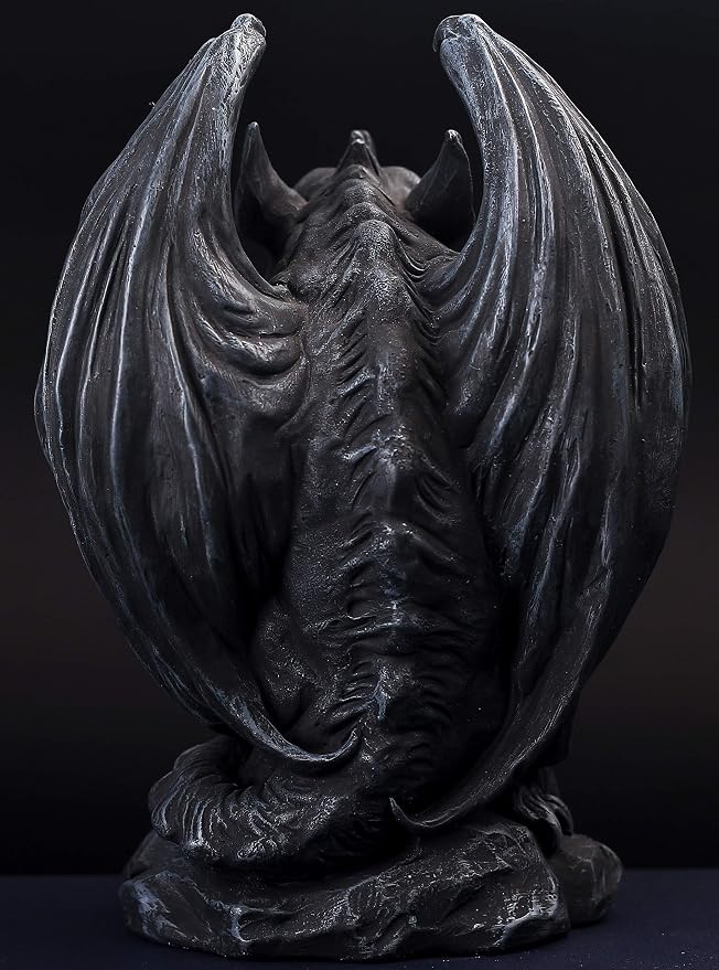 JORAE Winged Gargoyle Statue Indoor Outdoor Home Decor Sitting Guardian Sculpture Halloween Figurines, 9 in, Polyresin