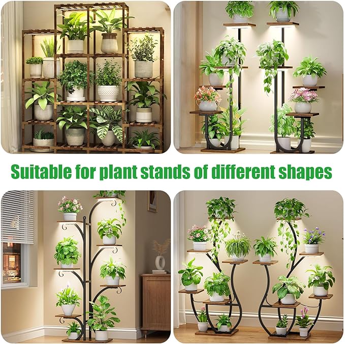 RWNTAO 13 Inches LED Grow Light Strips for Plant Shelf, 3500K Full Spectrum Plant Growing Lights for Indoor Plants, 144 LEDs Plant Lamp with 10 Dimmable Levels and 3/9/12H Timer, 3 Head