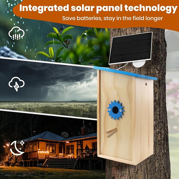 Smart Solar Birdhouse with Camera, 1080P HD Wireless Bird House Camera with Motion Detection & Auto-Capture, Perfect for Wild Bird Watching Enthusiasts