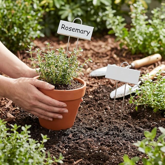 Greaner White Plant Markers 30PCS, 10.6'' Height Metal Plant Labels for Seedlings, Garden Signs for Vegetables, Reusable Marker Flags for Indoor Outdoor Use