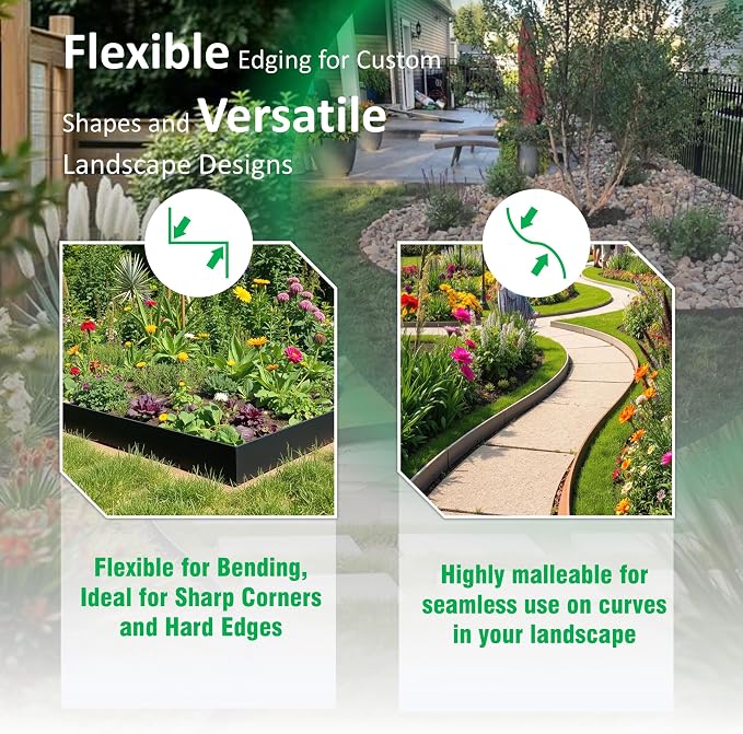 20ft (6-Pack) Cor-Ten Steel Landscape Edging โ 40" x 8" Flexible Pre-Applied Rust Patina Garden Border