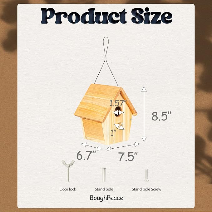 Wooden Bird Houses for Outside Hanging Birdhouses Nest Bluebird House for Cardinals Finch Wren Swallow for Garden Viewing 2